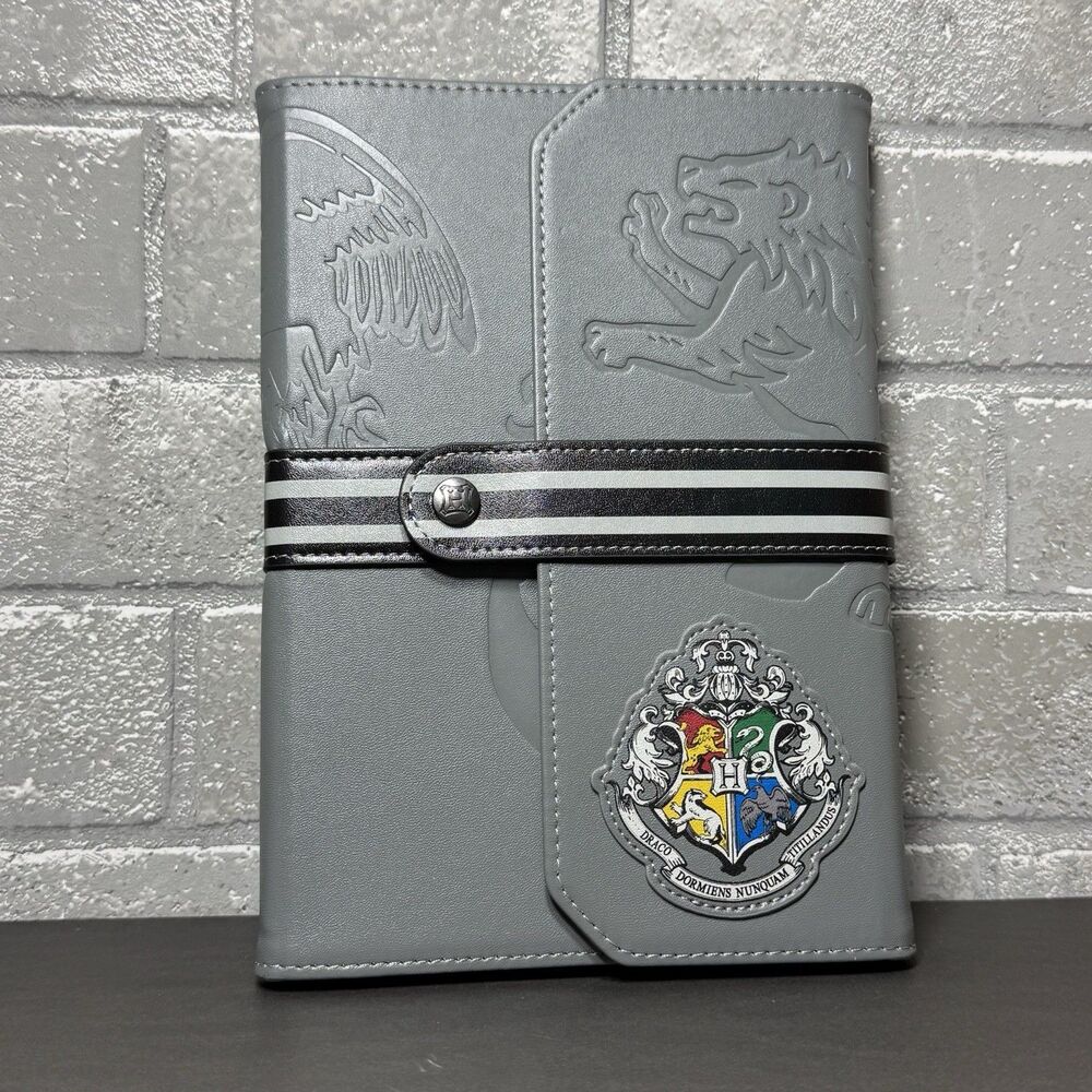 Harry Potter Hogwarts Crest Debossed Journal Gray New Universal Studios